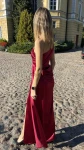 Satynowa Sukienka na jedno ramie Loren MAXI 34.36.38.40.42.44.46 Elizabeth  bordowa  - Butik damski Szyk i Styl