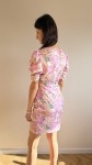 Sukienka Amelia MINI klasyczna ołówkowa taliowana bufki róż w kwiaty 36.38.40.42.44.46  - Butik damski Szyk i Styl