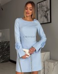 Sukienka mini z różą dopasowana Marina xs s m l XL błękit  - Butik damski Szyk i Styl