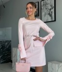 Sukienka mini z różą dopasowana Marina xs s m l XL cukierkowy róż  - Butik damski Szyk i Styl