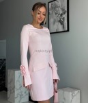 Sukienka mini z różą dopasowana Marina xs s m l XL cukierkowy róż  - Butik damski Szyk i Styl