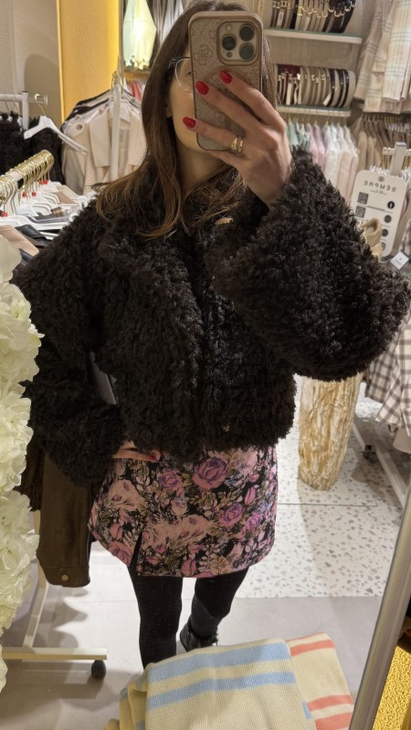 Kurtka brązowa  Baranek MONA Sempre   - Butik damski Szyk i Styl