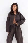 Jeansowa kurtka/koszula NICOLE krótka brąz - Butik damski Szyk i Styl