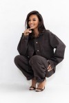 Jeansowa kurtka/koszula NICOLE krótka brąz - Butik damski Szyk i Styl