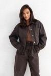 Jeansowa kurtka/koszula NICOLE krótka brąz - Butik damski Szyk i Styl