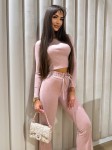 Dzianinowy komplet bluzka+ dzwony puder róż - Butik damski Szyk i Styl