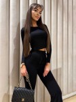 Dzianinowy komplet bluzka+ dzwony czarny  - Butik damski Szyk i Styl