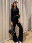 Dzianinowy komplet bluzka+ dzwony czarny  - Butik damski Szyk i Styl