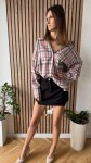 Flanelowa koszula w kratę oversize sempre różowa, szara  - Butik damski Szyk i Styl