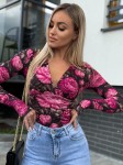 Klasyczna bluzka dekolt V w kwiaty Marina  - Butik damski Szyk i Styl