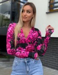 Klasyczna bluzka dekolt V w kwiaty Marina   - Butik damski Szyk i Styl