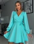 Sukienka mini Mery wiązana regulowana  turkus - Butik damski Szyk i Styl
