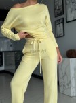 Dzianinowy komplet masełko bluza+spodnie cytryna  - Butik damski Szyk i Styl