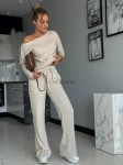 Dzianinowy komplet masełko bluza+spodnie jasny beż - Butik damski Szyk i Styl