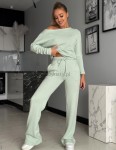 Dzianinowy komplet masełko bluza+spodnie szałwia - Butik damski Szyk i Styl