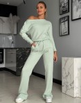 Dzianinowy komplet masełko bluza+spodnie szałwia - Butik damski Szyk i Styl