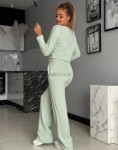 Dzianinowy komplet masełko bluza+spodnie szałwia - Butik damski Szyk i Styl