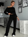 Dzianinowy komplet masełko bluza+spodnie czarny - Butik damski Szyk i Styl