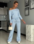 Dzianinowy komplet masełko bluza+spodnie błękit niebieski - Butik damski Szyk i Styl