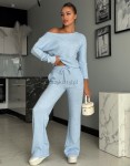 Dzianinowy komplet masełko bluza+spodnie błękit niebieski - Butik damski Szyk i Styl