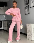 Dzianinowy komplet masełko bluza+spodnie cukierkowy róż - Butik damski Szyk i Styl