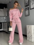 Dzianinowy komplet masełko bluza+spodnie cukierkowy róż - Butik damski Szyk i Styl