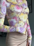 Bluzka z podwójnego materiału bawełna w kwiaty   - Butik damski Szyk i Styl
