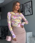 Bluzka z podwójnego materiału bawełna w kwiaty   - Butik damski Szyk i Styl