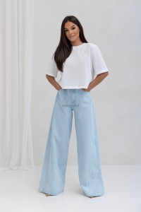 Spodnie jeansowe szerokie sempre Angel baby blue dzwony