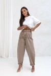Spodnie Jeansowe pumpy szerokie nogawki z wysokim stanem SEMPRE beżowe  - Butik damski Szyk i Styl