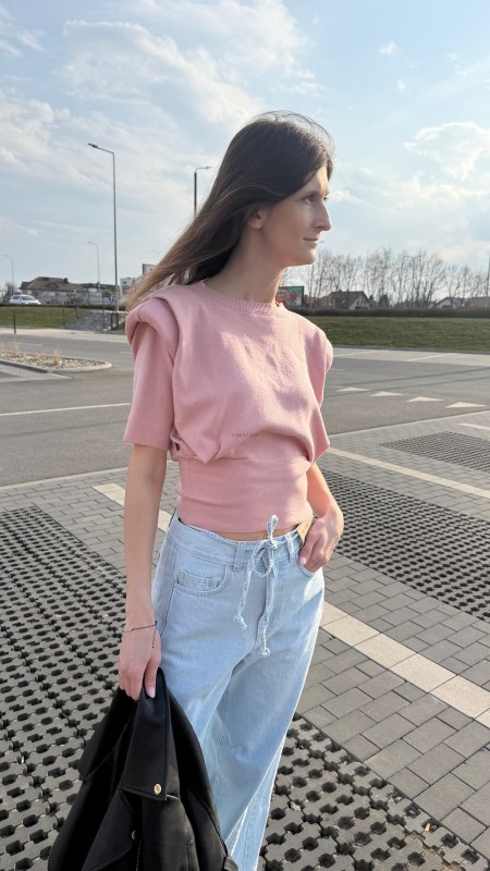 Bluzka dzianinowa Aurora sempre puder róż  - Butik damski Szyk i Styl