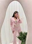 Garnitur komplet krótka marynarka dzwony bawełna millagro róż - Butik damski Szyk i Styl