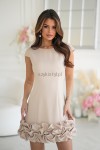 Kobieca sukienka mini z falbanką Bicotone 343 jasny beż  - Butik damski Szyk i Styl