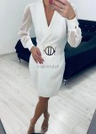 Żakietowa sukienka mini biała/ecru  - Butik damski Szyk i Styl