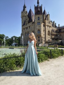 Wiązana sukienka ELIZ push up maxi rozcięcie na nogę 34.36.38.40 slub mięta szałwia 