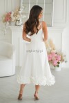 Elegancka sukienka midi z falbanką biała  - Butik damski Szyk i Styl