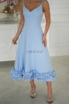 Elegancka sukienka midi z falbanką błękit  - Butik damski Szyk i Styl