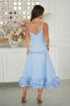 Elegancka sukienka midi z falbanką błękit  - Butik damski Szyk i Styl