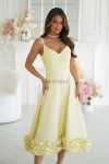 Elegancka sukienka midi z falbanką żółta - Butik damski Szyk i Styl