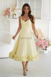 Elegancka sukienka midi z falbanką żółta - Butik damski Szyk i Styl
