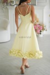 Elegancka sukienka midi z falbanką żółta - Butik damski Szyk i Styl