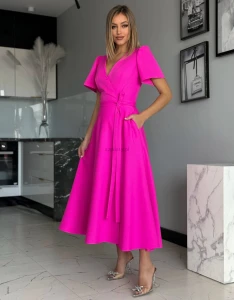 Sukienka wiązana IVY midi fuksja 