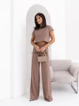 Komplet bluzka+szwedy luźne spodnie Mokka  - Butik damski Szyk i Styl