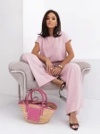 Komplet bluzka+szwedy luźne spodnie puder róż - Butik damski Szyk i Styl
