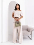 Komplet bluzka+szwedy luźne spodnie jasny beż - Butik damski Szyk i Styl