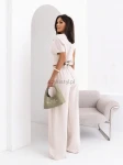 Komplet bluzka+szwedy luźne spodnie jasny beż - Butik damski Szyk i Styl