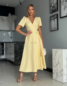 Sukienka wiązana IVY midi cytryna 