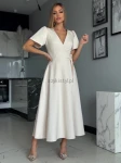 Sukienka wiązana IVY midi jasny beż - Butik damski Szyk i Styl
