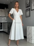 Sukienka wiązana IVY midi biała - Butik damski Szyk i Styl