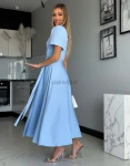 Sukienka wiązana IVY midi błękit niebieska  - Butik damski Szyk i Styl